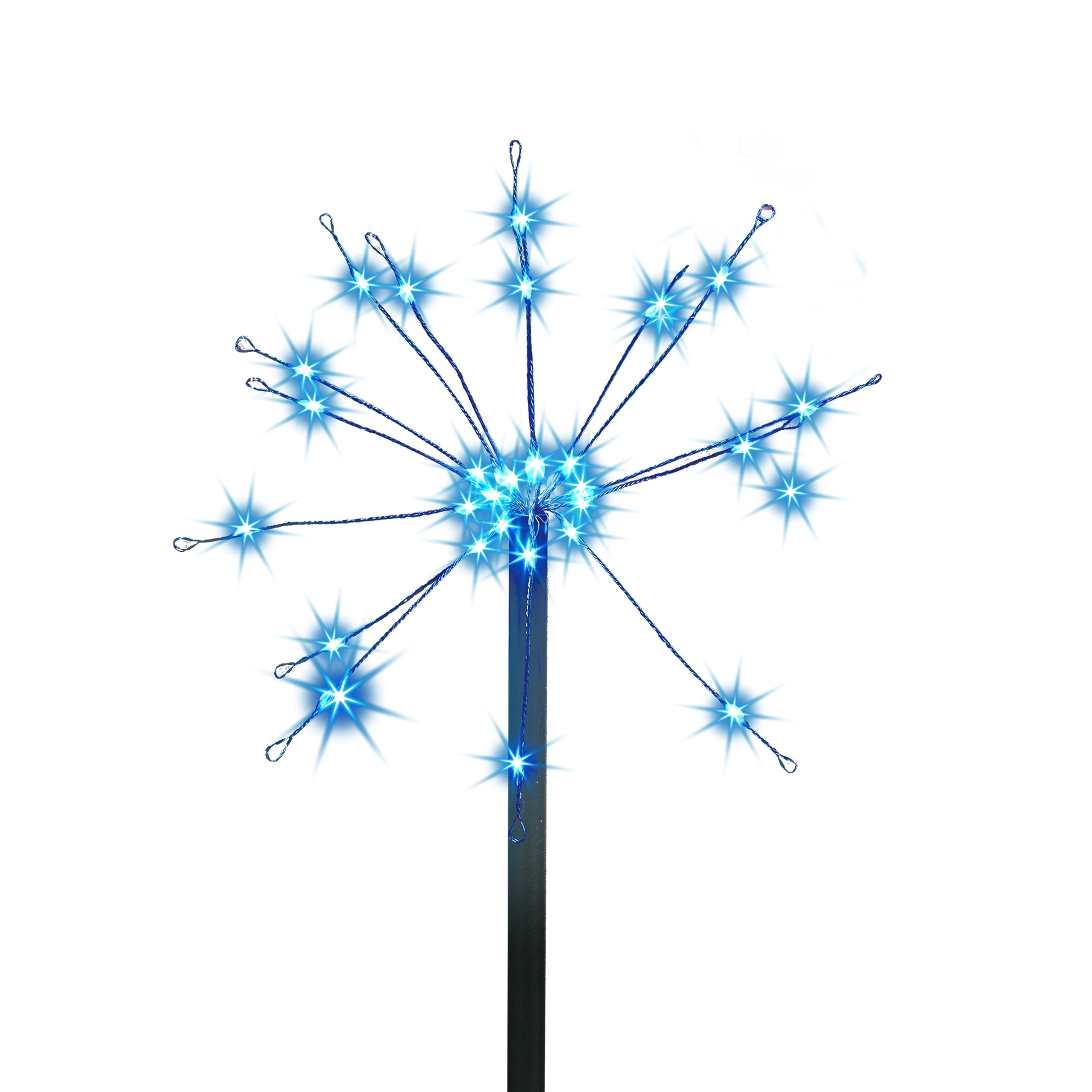 Outdoor Solar-Powered LED 8-Function Starburst Christmas Pathway Lights, Blue, Set of 3, by Holiday Time