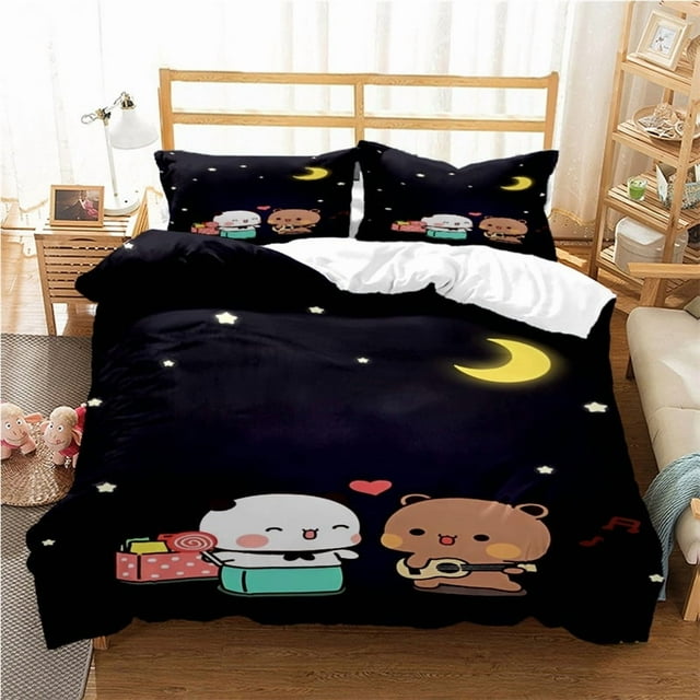 Ensemble de Literie Kawaii Anime Imprimé pour Lit Double, Matelassé, Mélange Polyester/coton