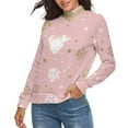 thumbnail image 2 of Line Heart Christmas Women's Turtleneck Sweater Long Sleeve Ribbed Fitted Turtle Neck Casual Fall Winter Collection Top S, 2 of 4