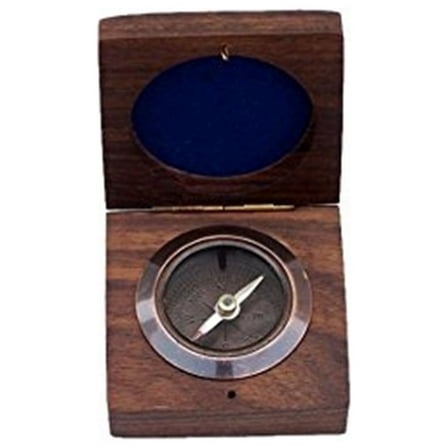 Antique Copper Desk Compass with Rosewood Box 3''
