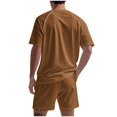 thumbnail image 4 of ZZwxWA Men Short Sets Outfits 2 Piece Casual Shirt and Shorts Set Casual Patchwork Tee Shirts Elastic Waist Shorts Sportwear up to 50% Off, 4 of 4