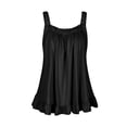 thumbnail image 3 of DYMADE Womens Summer Cami Tops Solid Round Neck Sleeveless Pleated Ruffle Tank Tops, 3 of 4