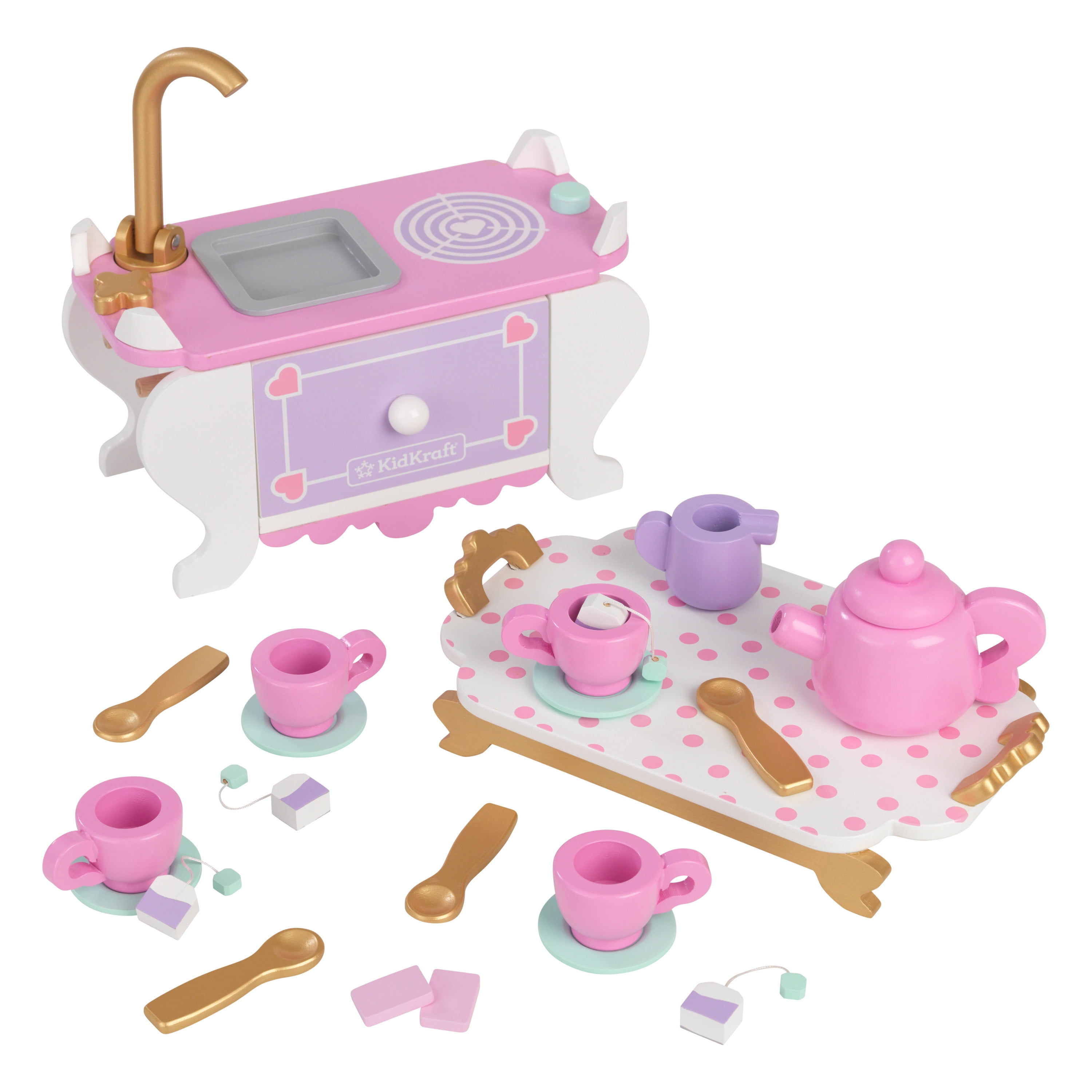 KidKraft Let's Pretend: Tea Time, 22-Piece Play Food Accessories for Play Kitchens