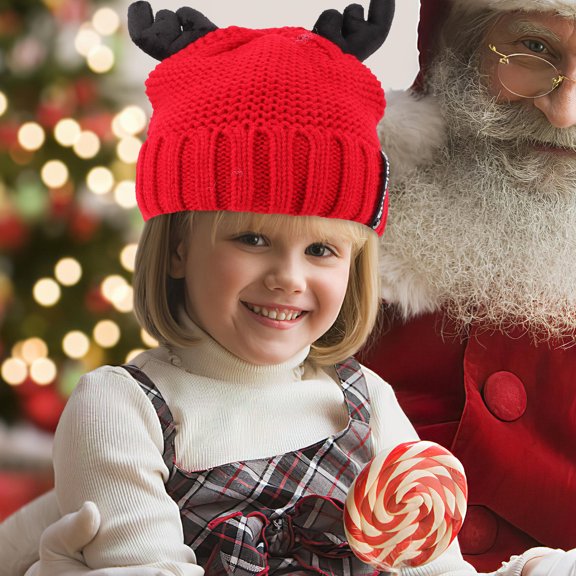 TINKSKY Knitted Novelty Hat Woolen Yarn Cap Red 1Pack for Friends