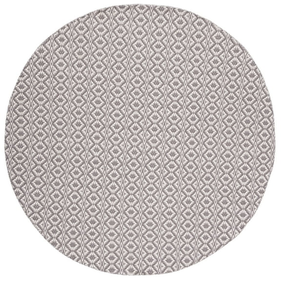 SAFAVIEH Montauk Corrine Geometric Cotton Area Rug, Ivory/Grey, 4' x 4' Round