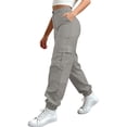 thumbnail image 2 of Sweatpants Women Cargo Pants for Women High Waisted Hiking Pants Baggy Stretchy Wide Leg Streetwear with 6, 2 of 6