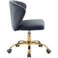 thumbnail image 3 of Pemberly Row Chaise de Bureau Pivotante Réglable en Velours Gris et Or, 3 of 6