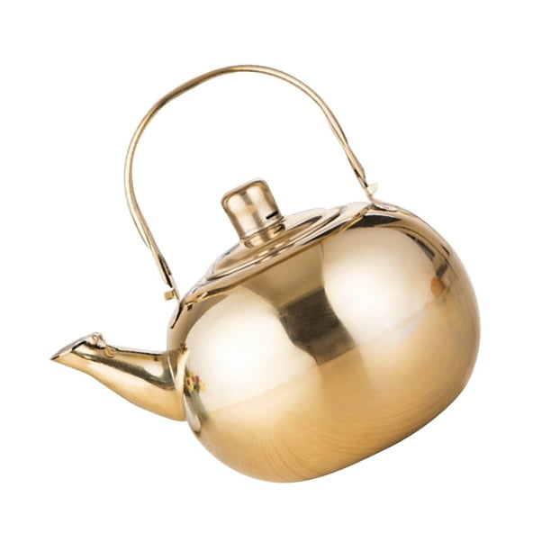 Thick Stainless Steel Tea Pot Insulated Kettle Thermal Teapot Water Pot for Kitchen Restaurant Hotel Golden 2L