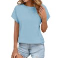 thumbnail image 1 of Yuyuzo Hauts d'Entraînement pour Femmes Manches Courtes Yoga Course T-Shirts Basiques Courts Col Rond Athlétiques Serrés, 1 of 6