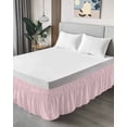 thumbnail image 4 of Pink Morocco Wrap Around Bed Skirts for King Bed 18" Drop,Bed Skirt with Adjustable Elastic Belt Dust Ruffle Bed Valance for Bedroom Hotel Geometric Leaf Diamond Lattice Abstract Bed Frame Cover, 4 of 7