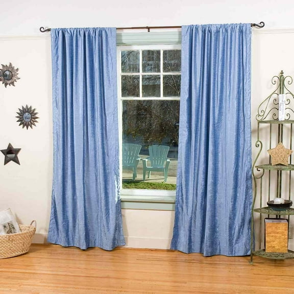 Lined-Light Blue Rod Pocket Velvet Curtain / Drape - 43W x 108L - Piece