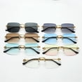 thumbnail image 2 of Womens Trendy Square Sunglasses, Gradient Lens Metal Frameless Fashion Eyewear for Travel, Driving, Outdoor Activities, 2 of 4