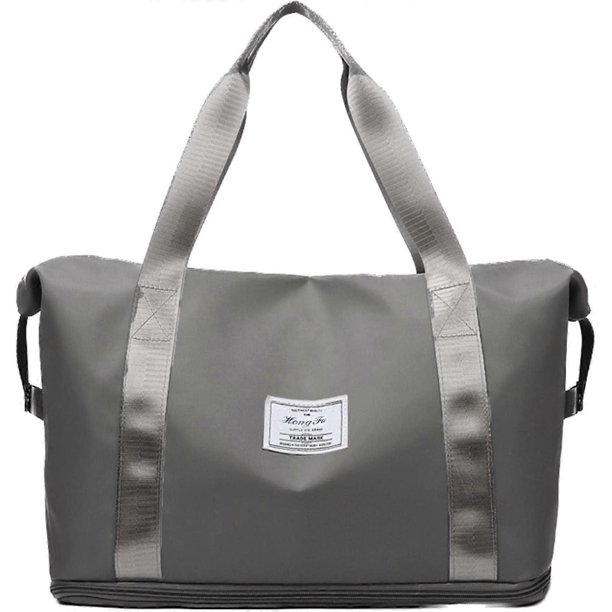 Travel Duffel Bag for Women Expandable Sports Tote Gym Bag Large Lightweight Shoulder Weekenders Waterproof Bag (Gray)