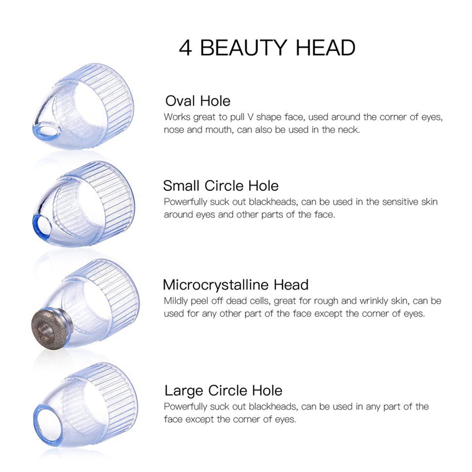Facial Pore Blackhead Remover - Face Cleaner and Blackhead Extractor with 4 Suction Heads