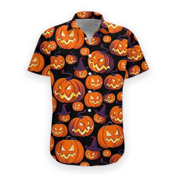 Horror Movies 3D Pumpkin Halloween Hawaiian Shirt Aloha Cuban Shirt Aloha Cuban Shirt
