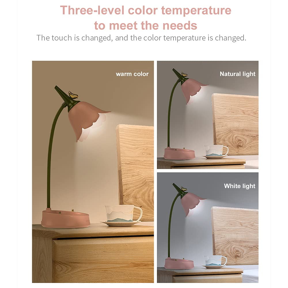 Birthday Gifts for Women,Sunflower Flower Lamp Rechargeable Cordless Led Reading Light,3-Colour Infinitely Dimming Small Night Light for Festival Gifts for Mom Girlfriend Grandma (Yellow)