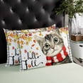 thumbnail image 4 of Fall Throw Pillow Cover 16 x 24 Inch Decorative Pillow Cover Thanksgiving Autumn Cat Leaves Retro Maple Leaf Gray Plaid Lumbar Pillowcase Seasonal Rectangle Cushion Case for Couch Sofa Bedroom, 4 of 7