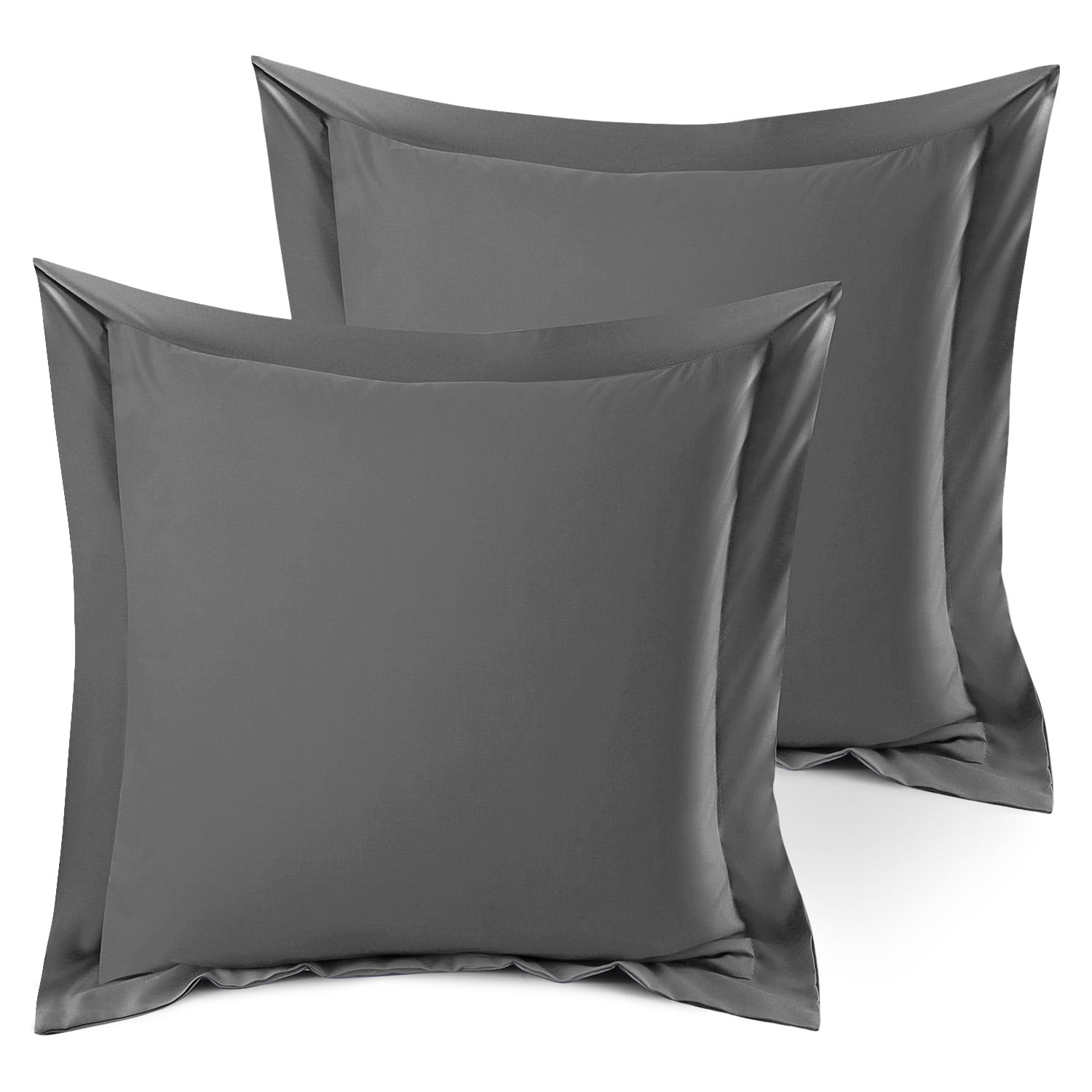 Set of 2 Euro 18"x18" Size Pillow Shams Charcoal Gray, Hotel Luxury