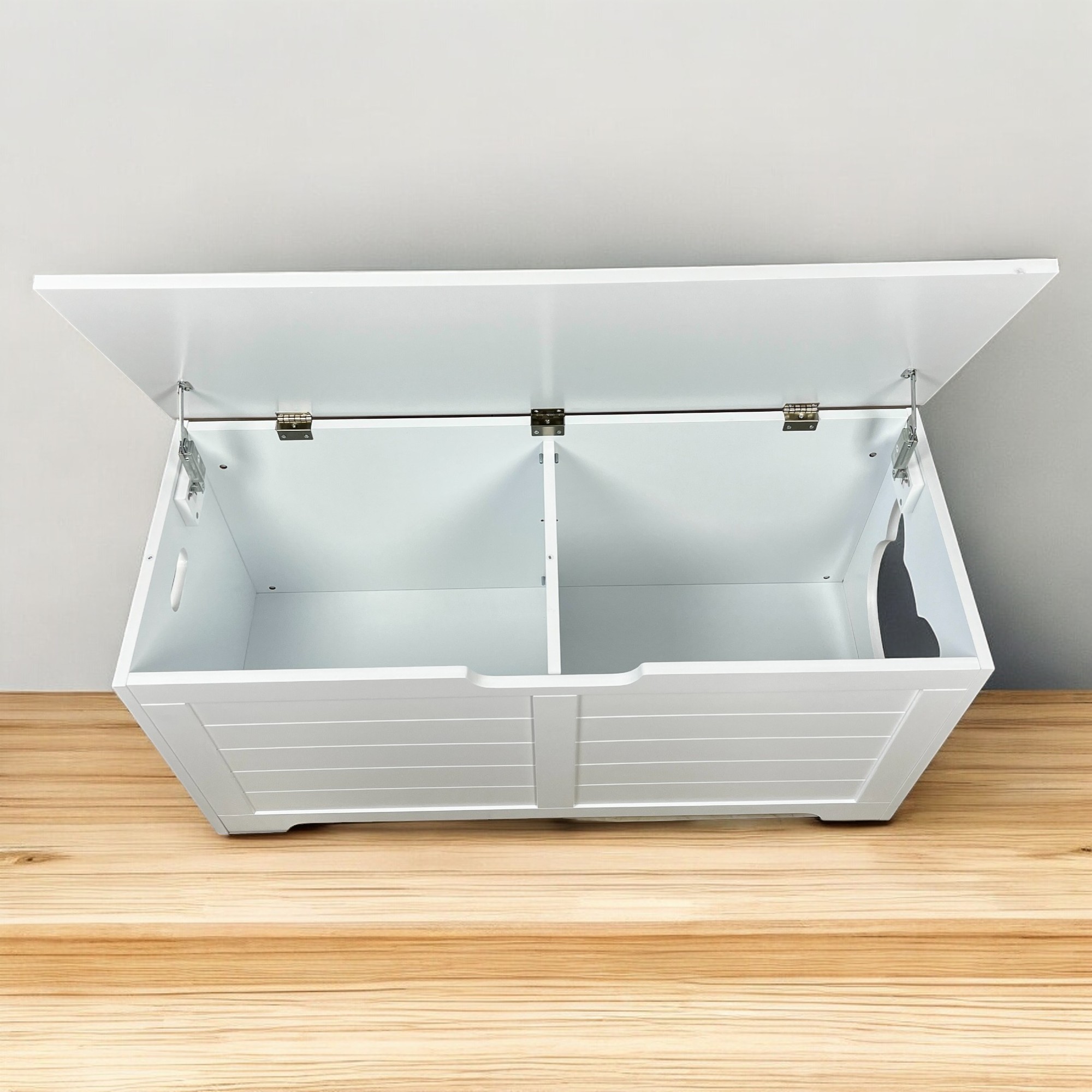 Jopath Cat Litter Box Enclosure for 2 Cats, Hideaway Litter Box,39.4" Top open Cat Litter Box Enclosure Furniture, Cabinet for Large Cat, Double Rooms, White
