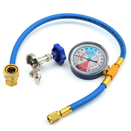Refrigerant Replacement Gauges R134A R12 R22 Recharge Measuring Hose Gauge Valve Gauge Earrings Refrigerant Pipe 250PSI 1/4'' ()