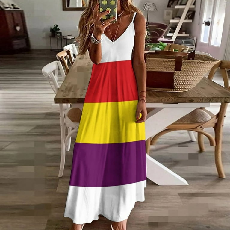 Republican Flag of Spain - Bandera Repblica Espa?a Sleeveless Dress summer  clothes Casual dresses - Walmart.com
