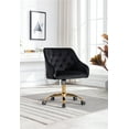 thumbnail image 2 of Swivel Office Chair, Modern Velvet Tufted Upholstered Desk Chair with Golden Five-Star Base, 360°Swivel Height Adjustable Armchair Accent Chair for Living Room Bedroom Home Office, Black, 2 of 7