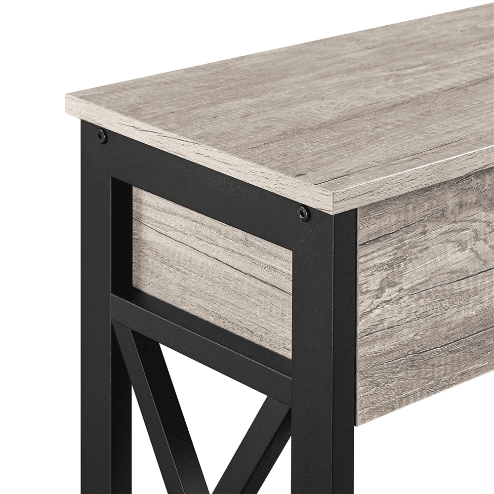 Renwick Vintage Wooden Console Table with 1 Drawer and 2 Open Shelves for Livingroom, Gray