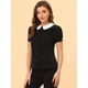 thumbnail image 2 of INSPIRE CHIC Blusa De Manga Corta Para Mujer Con Cuello Peter Pan En Contraste Azul polvoriento XS INSPIRE CHIC Camisa, 2 of 5