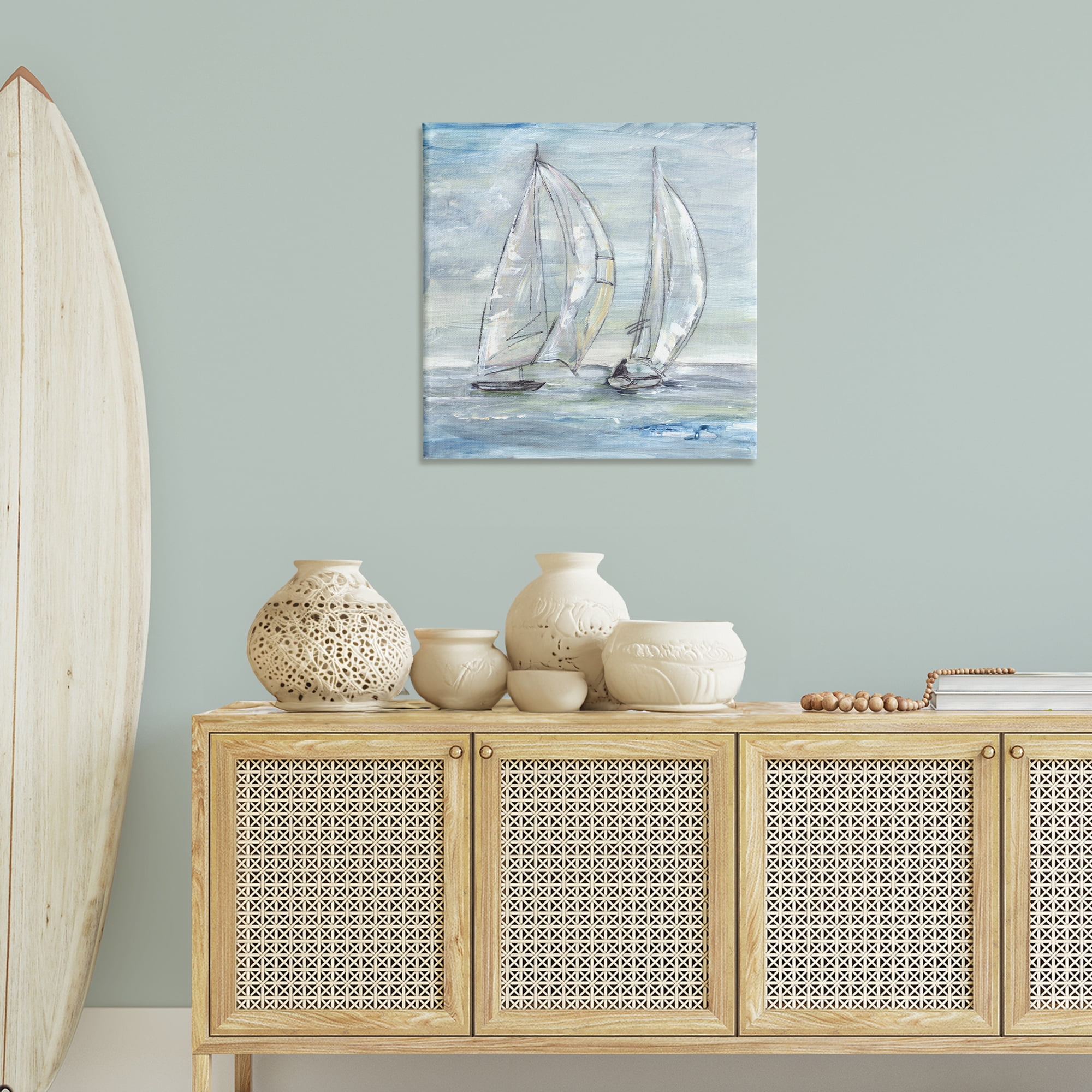 Stupell Industries Windswept Sailboat Duo Nautical & Beach Painting Wrapped Canvas Art Print Wall Art, 30 x 30