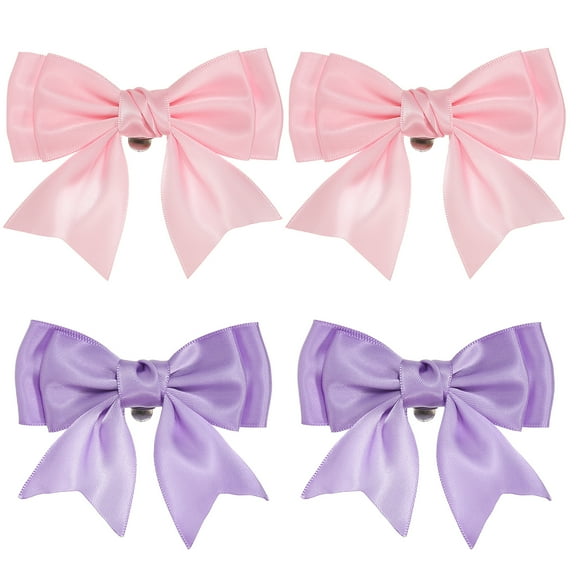 Uxcell Women Bow Shoe Clips, Satin Elegant Detachable Bowknot Purple/Pink 2 Pcs
