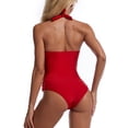 thumbnail image 4 of Traje de Baño ANGGREK de una pieza cintura fruncida elegante transpirable Sin espalda cuello halter, 4 of 7