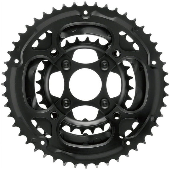 Samox 338ASS Chainring Set - 48/36/28t, 104/Riveted BCD, Aluminum Outer Ring, Steel Middle/Inner Ring, Black