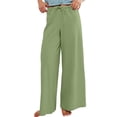 thumbnail image 3 of Women's Elastic Drawstring Waist Pants, Solid Color Casual Lounge Pants, Soft Wide Leg Loungewear for Home, Daily Wear, Relaxed Outfits and Comfort Green XL, 3 of 7