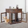 thumbnail image 2 of Double Dog Crate Furniture with 2 Drawers,Wooden Dog Crate End Table,2 Dogs Wooden Dog Cage Dog House for Small/Medium/Large, 2 of 9