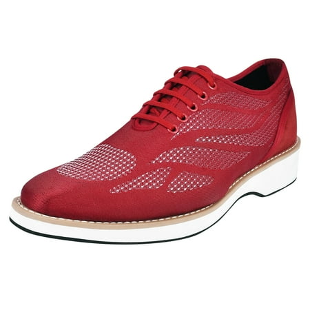 

LIBERTYZENO Mens Textile And Suede Leather Lace-Up Casual Shoes Red