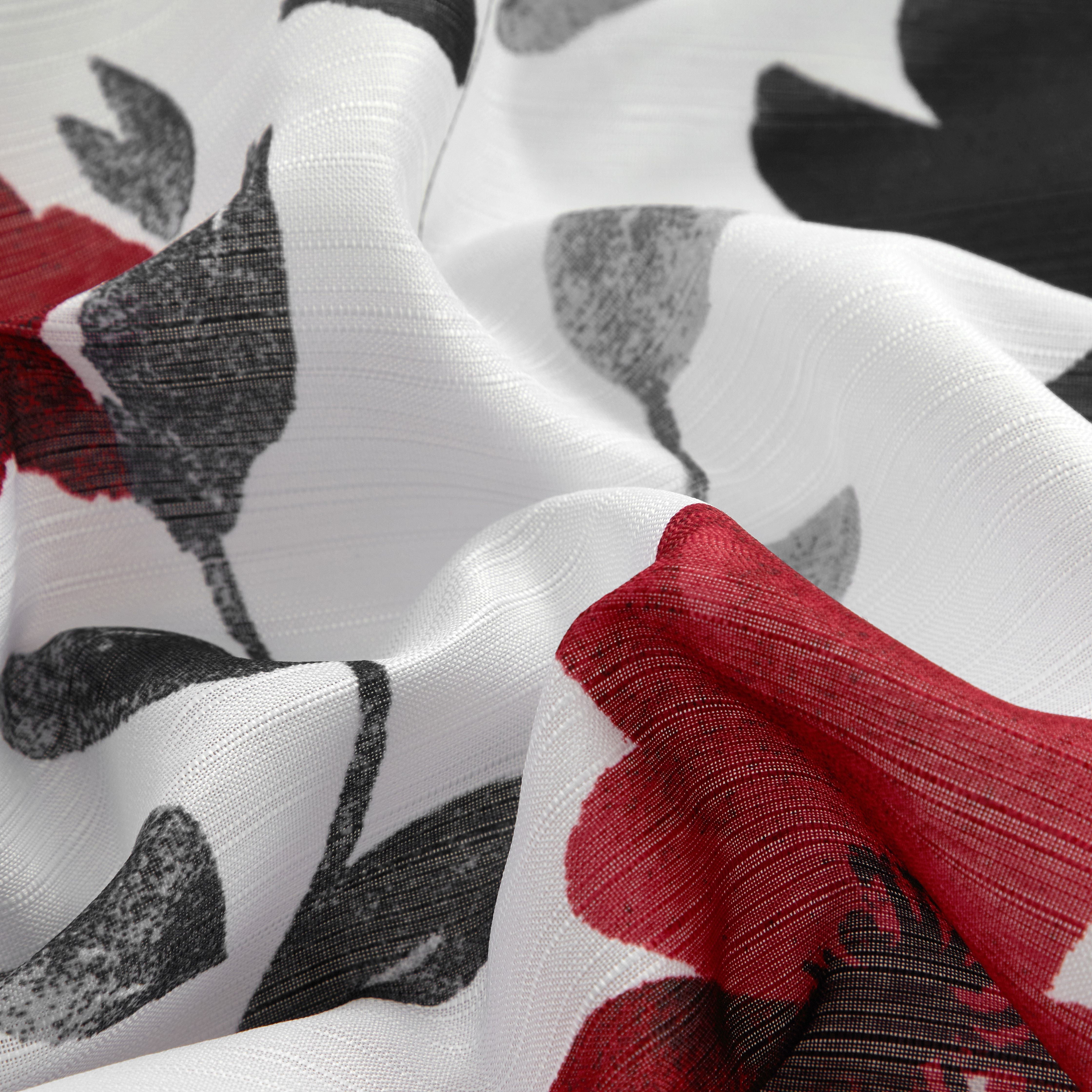 Mainstays Floral Shower Curtain, Black, Red & Gray, 72 in x 72 in, Polyester, Reinforced Grommets