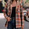 thumbnail image 2 of XUNKUSGA Jackets for Women Vintage Plaid Thickened Fleece Lined Hooded Shacket Women Casual Loose Long Sleeve Button Down Flannel Jacket Women Fall Winter Coat with Pockets, Size L, 2 of 9