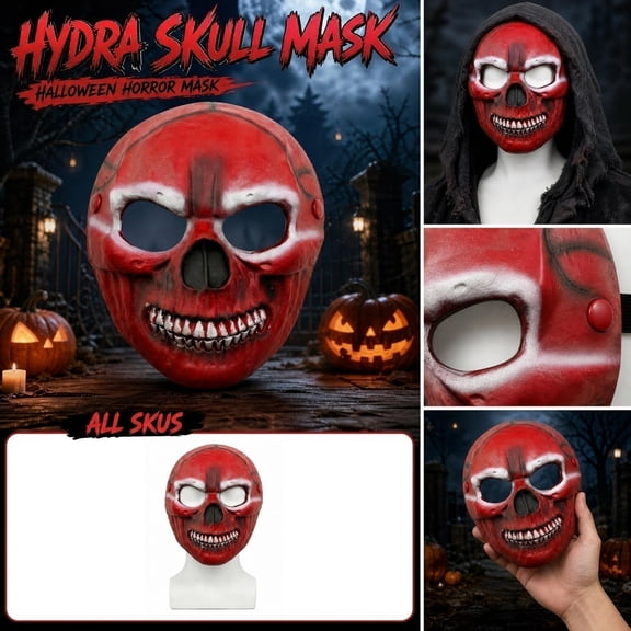 Mask Halloween, Mask, Scary Halloween Decorations, Haunted House Decorations, 9X8 Inch Spooky Full Face Mask Perfect for Halloween Parties, Haunted Houses and Trunk Or Treat