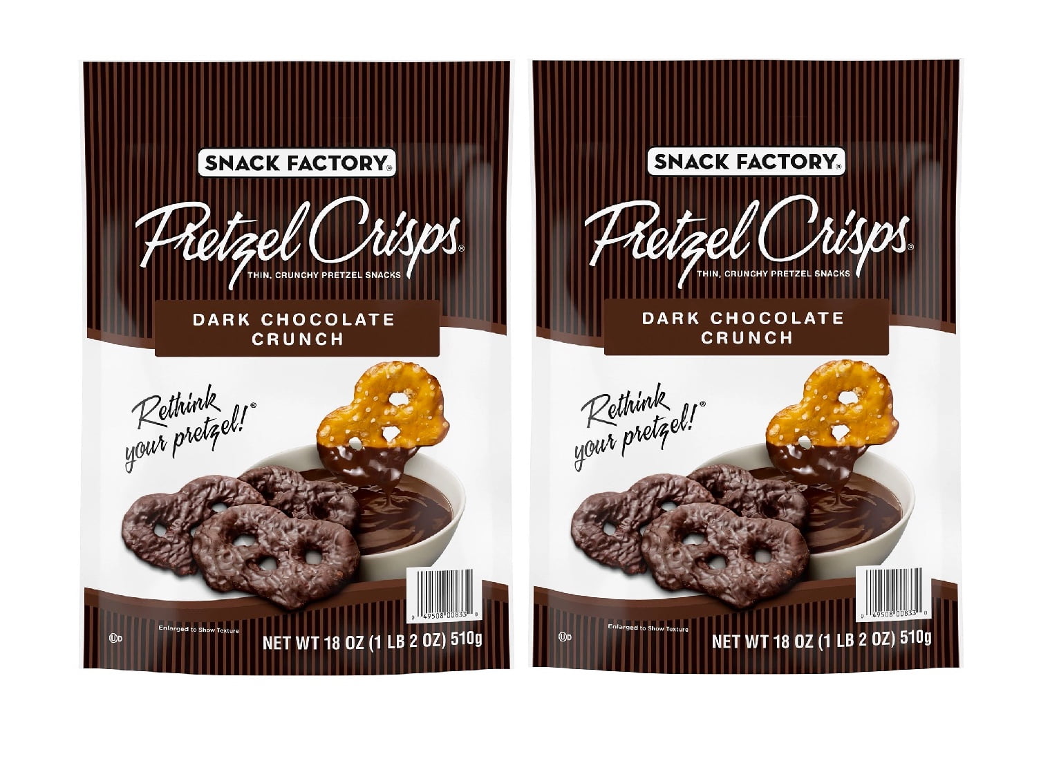 Snack Factory Pretzel Crisps, Dark Chocolate Crunch (18 oz.) 2PK