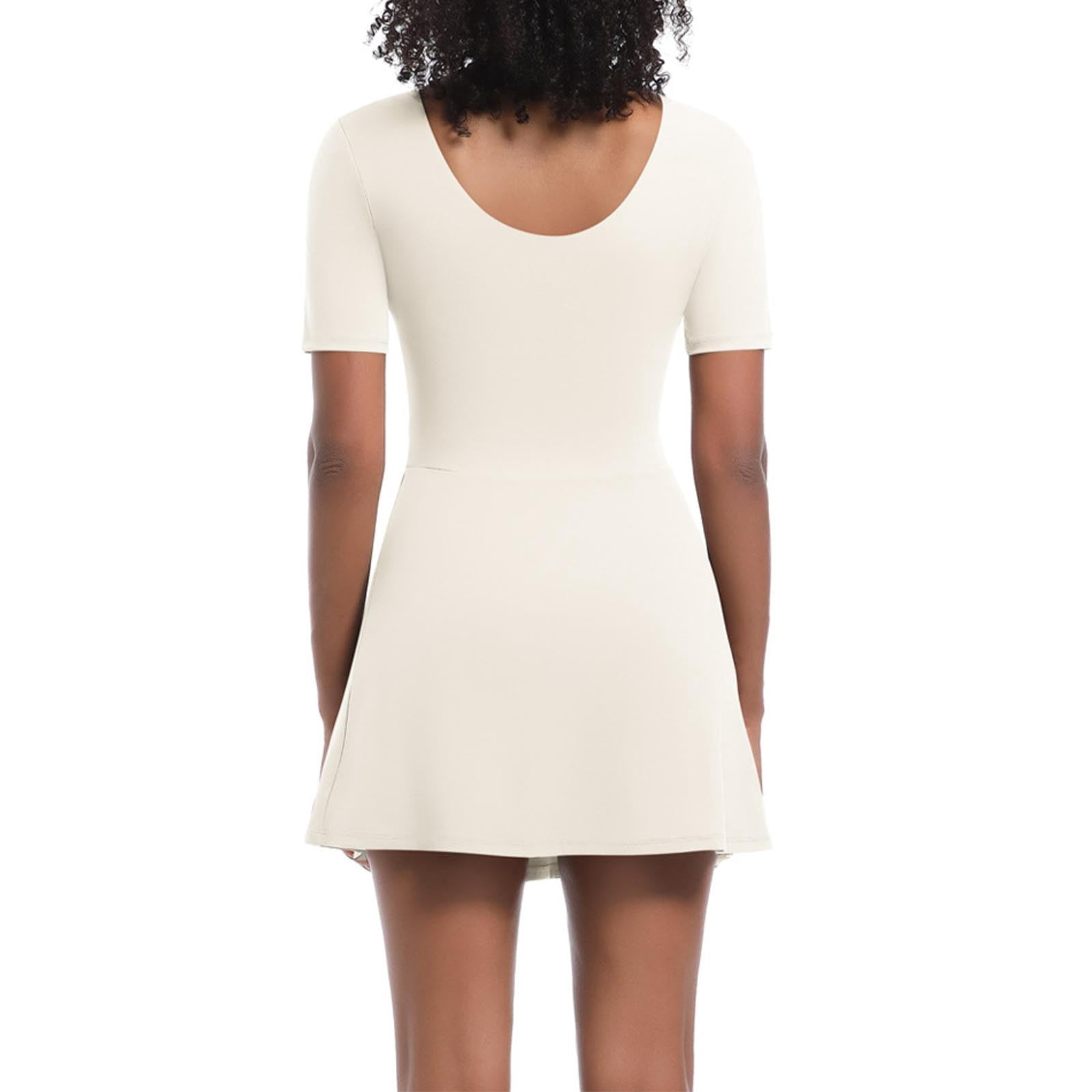 Kaemgyyd Athletic Dress for Women with Built in Shorts Stretch Scoop Neck Short Sleeve A-Line Bodycon Mini Dress for Golf Workout