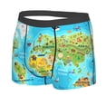 thumbnail image 2 of Balery World Map With Animals Landmarks Men's Boxer Briefs, Soft and Breathable Cotton Underwear with nylon Waistband-Small, 2 of 9