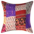 thumbnail image 2 of Stylo Culture Indian Chair Seat Throw Pillow Covers 16 x 16 Vintage Fabric Patchwork Multi Color Bohemian 40x40 cm Home Decor Patola Silk Floral Square Cushion Covers | Set Of 5, 2 of 4