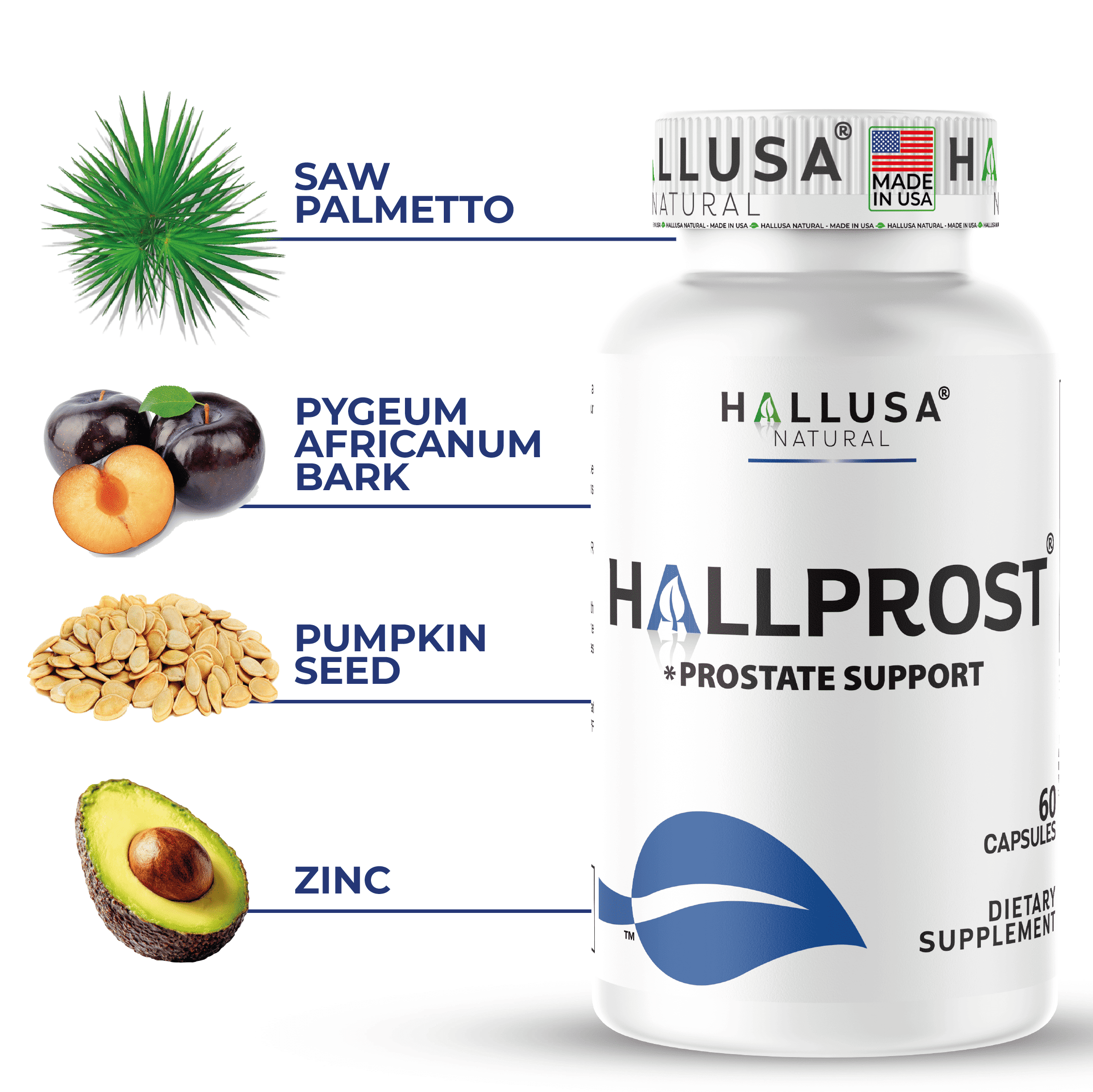 HALLPROST Prostate Health Urinary Tract & Bladder Support 180 Capsules, Saw Palmetto Blend 900mg* Reduce Frequent Urination, Prostate Health Supplement for Men