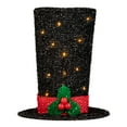 thumbnail image 2 of Northlight 9.25" Lighted Black Tinsel Top Hat Christmas Tree Topper, Clear Lights, 2 of 7