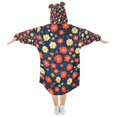 thumbnail image 2 of FORMRS Wearable Blanket Hoodie with Sleeves for Kids Cozy Flannel Sweatshirt, Red Floral, 2 of 7