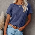 thumbnail image 2 of YYDGH 2023 Women Summer Tops Short Sleeve Solid Color T-Shirts Tees Raglan Casual Loose Fit Tunic Tops Blue XL, 2 of 6