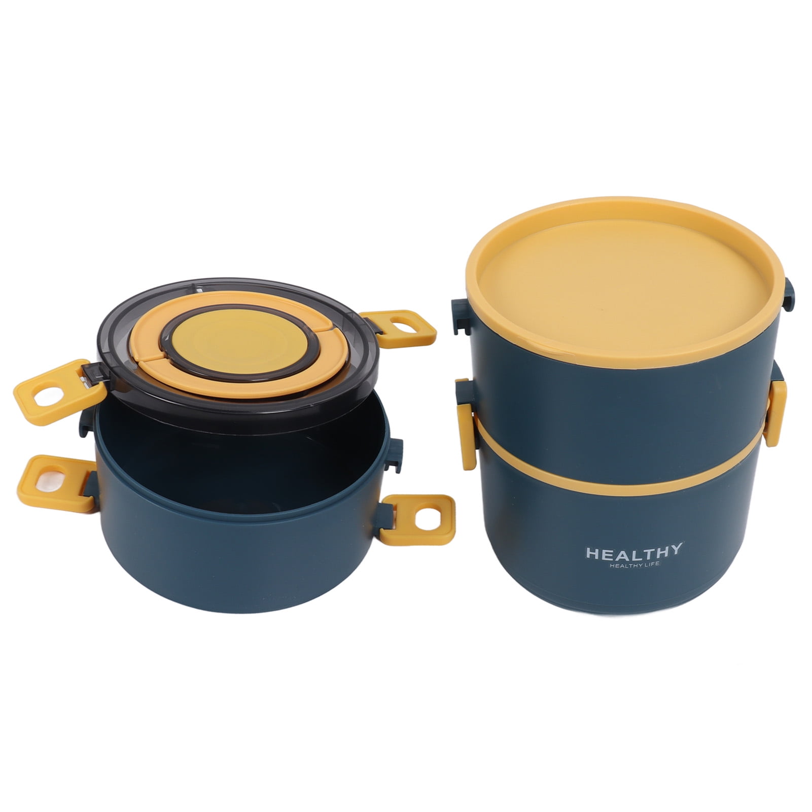 NFTIGB 2200ml Three Layer Stackable Round Bento Lunch Box Portable Thermal Food Container, Blue