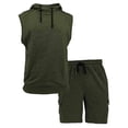 thumbnail image 6 of CHUMUD 2 Piece Sets for Men Summer Outfits Dry Fit Workout Cargo Hooded Tank Tops Hiking Gym Sleeveless Muscle Athletic Shirt Drawstring Shorts Tracksuits, 6 of 6