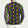 thumbnail image 4 of Havenx Knit Sweater for Men Crew Neck Funky Mardi Gras Printed Sweatshirts Long Sleeve Knit Dress Pullover Sweaters Fancy Mask Printed Carnival Holiday Party Lightweight Outfit,Army Green S, 4 of 6