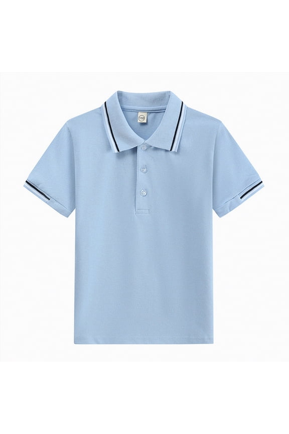 Toddler Boys Short Sleeve Polo Shirt Soft for Playdates School and EverydayA01-Light Blue,5-6 Years)